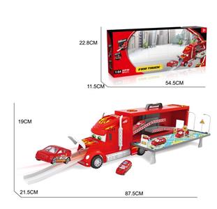 Trailer alloy fire parking lot set (2 alloy cars and 1 airplane)