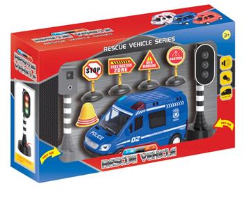 7 inch police car with traffic lights and roadblocks