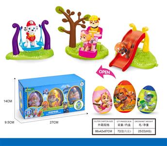 Wang Wang Team 3 Packs Funny Egg Scene Paradise Set (Each egg with 1 character doll + 1 set)