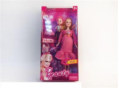 11.5 inch solid belly barbie with clothes and kids