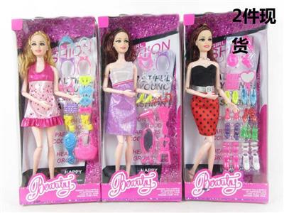 High gear box 11.5 inch 12 joints solid fashion princess Barbie belt blister shoes jewelry 3 mixed