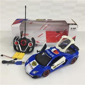 1:14五通遥控一键开3门灯光兰博基尼警车