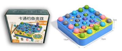 Wooden square bead fishing game