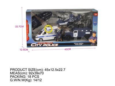 Open window box (police series) police car with IC package. Small planes, speed boats, hummers, police officers and other accessories