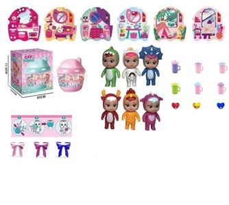 The second generation of 6 unicorn 5.5-inch vinyl crying dolls with tear function with baby bottle.Pacifier and scarf.