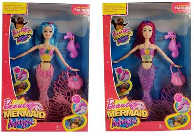 High-end solid body 12-inch Mermaid Barbie 2-color mixed with light with accessories with light music