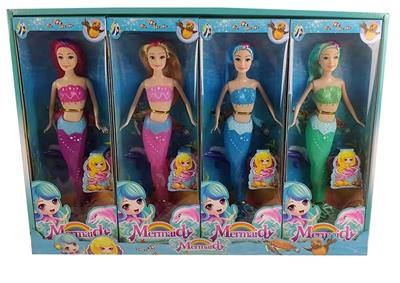 High-end display box 11.5 inch Mermaid Barbie 4 colors mixed 4pcs with light