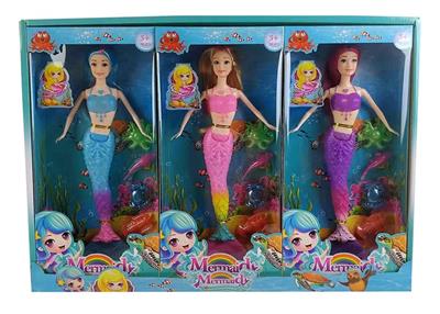 High-end display box 11.5 inch Mermaid Barbie 3 colors mixed with light 3pcs