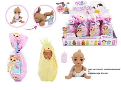 Surprise BABYBORN 6 inch solid doll hair with heat change color ribbon drinking water urination function with baby bottle 12PC mixed