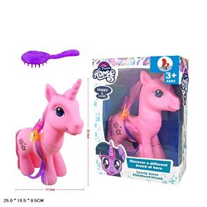 Vinyl Oversized Plum Unicorn Horse With Light Music With Butterfly Hair Clip With Butterfly Comb