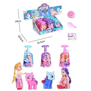 My dream vinyl pony suitcase with 3 inch solid body Kelly with hat comb horse sticker 12PC mixed