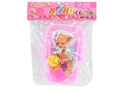 5.5-inch eyeball expression baby with duckling and pacifier with cradle