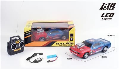 1:18 dodge challenger nose version four - way remote control car with lithium battery