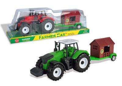 Inertia big farmer car tow the wooden house red and green mixed color