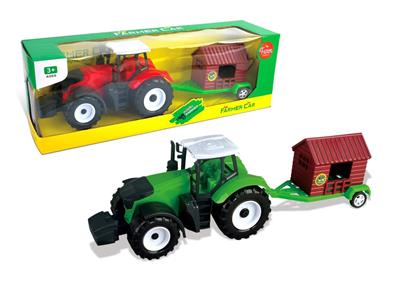 Inertia big farmer car tow the wooden house red and green mixed color