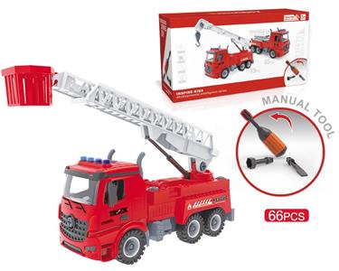 DIY screw building blocks disassembly and assembly fire truck