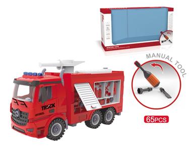 DIY screw building blocks disassembly and assembly fire truck