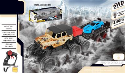 1:18 four-wheel drive six-wheel remote control climbing car can open the door with a trailer 2.4G