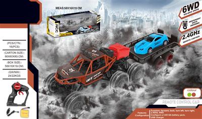 1:18 four-wheel drive six-wheel alloy remote control climbing car with trailer 2.4G