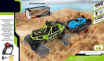 1:18 Four-wheel drive six-wheel alloy remote control climbing car with trailer 2.4G