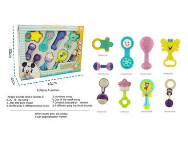 9-piece baby rattle set (simulation male Mickey lollipop has light music with shaking, which can segment each music rhythm function)