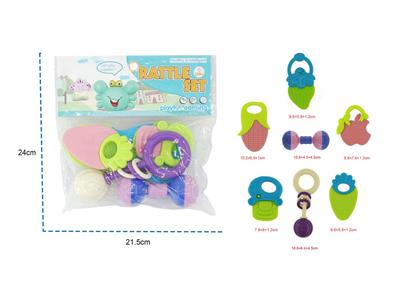 Baby rattle 7-piece set with 5 teether