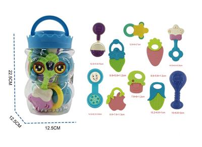 Baby owl canned rattle 10 piece set with 5 teether