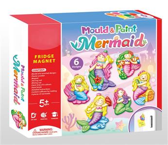 DIY Plaster Painted Toy Fridge Magnet-Mermaid Princess