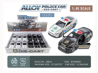 1:32 alloy pull-back door-opening police car (12 packs)