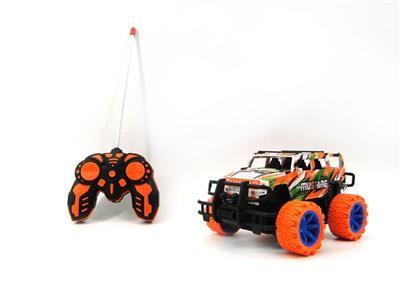 Four-way remote control color wheel color printing Hummer off-road vehicle (orange wheel, green wheel)