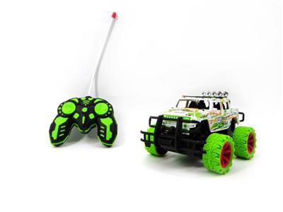 Four-way remote control color wheel printed Hummer off-road vehicle (orange wheel, green wheel) (including electricity)
