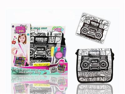 Radio DIY painted watercolor backpack+painted jigsaw puzzle (5-color washable pen)