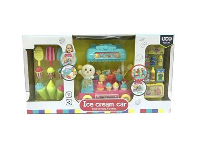 Cartoon ice cream cart set