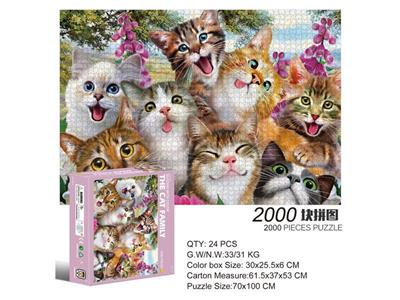 2000 square jigsaw puzzles-cat and cat family.