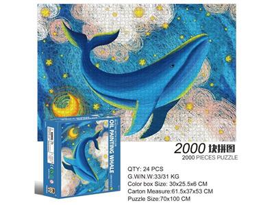 2000 square jigsaw puzzles-oil painting whales.