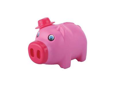 Piggy bank pig with cap.