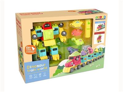 Five-in-one assembly series train dinosaur robots (77pcs).