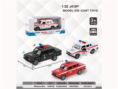 1:32 simulation pull back alloy car two-door Lada sedan police car with light and music