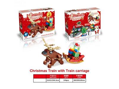 Christmas puzzle building blocks lights Christmas elk & sled carChristmas puzzle building blocks lights Christmas elk & sled car