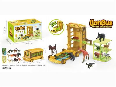 Zoo Lion Bus with 12 animals