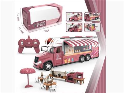 2.4G coral red saloon car-ice cream truck