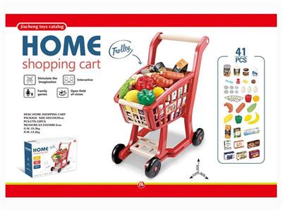 Supermarket shopping cart set (red), no electric function