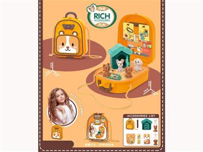 Shoulder bag pet shop theme+pet table play house, 11pcs