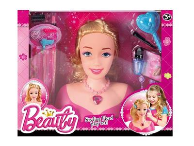 Half-length Barbie head + jewelry set