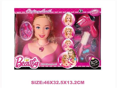 Half-length Barbie head + jewelry set