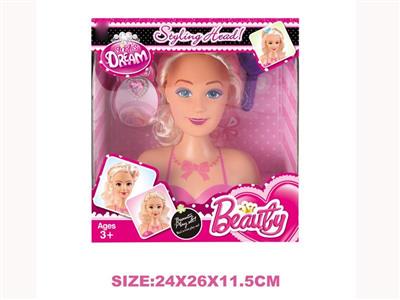 Half-length Barbie head + jewelry set