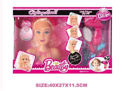 Half-length Barbie head + jewelry set