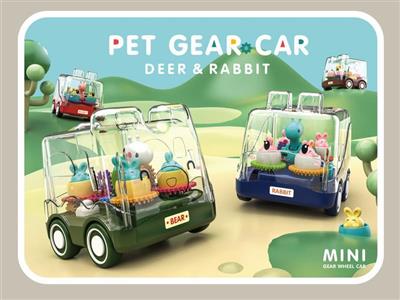 Funny gear cartoon car deer and rabbit (two types of four colors) 12pcs